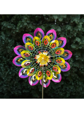 MARELIDA XXL Doppel Windrad bunt Windspiel H: 1,83cm in bunt
