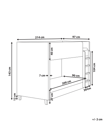 Beliani Hochbett CHOCQUES in Rosa/Braun - (W) 97 x (H) 143 x (L) 214 cm