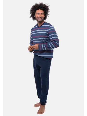Ammann Schlafanzug Night & Home Cotton in Dunkelblau