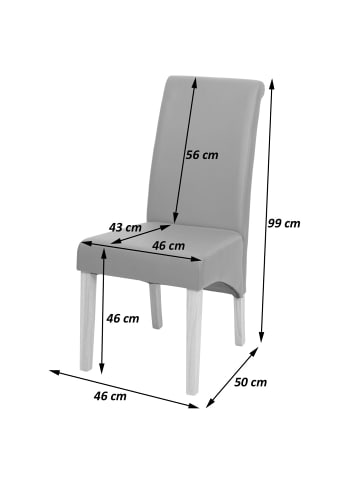 MCW 2er-Set Esszimmerstuhl Cesena, Leder, creme, dunkle Füße
