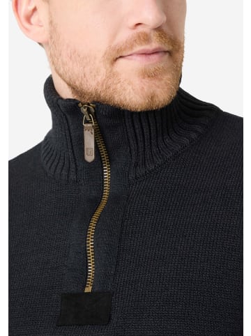 Timezone Hochwertiger Strickpullover mit Reißverschluss-Details in Schwarz