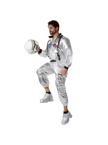 tectake Astronaut  Futuristischer Look: Silberner Overall für eine galaktische Optik.,