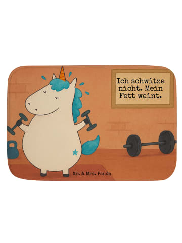 Mr. & Mrs. Panda Badezimmerteppich Einhorn Fitness Design mit Sp... in Weiß