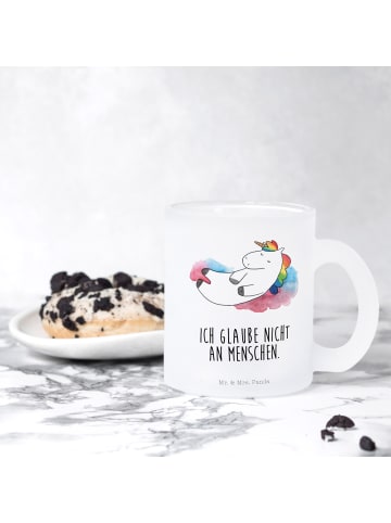 Mr. & Mrs. Panda Tee Tasse Einhorn Wolke 7 mit Spruch in Transparent