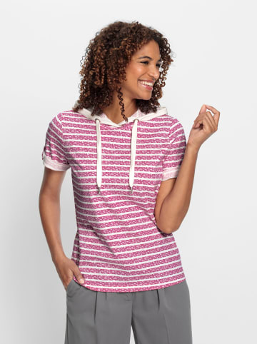 WITT WEIDEN Kapuzenshirt in magenta-ecru-geringelt