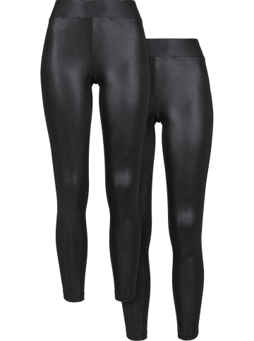Urban Classics Urban Classics Damen Ladies Synthetic Leather Leggings 2-Pack in black+black