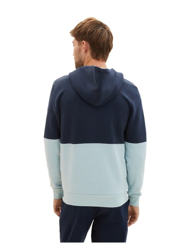 Tom Tailor Legere Sweatjacke Zipp Verschluss Kapuzenpullover in Dunkelblau