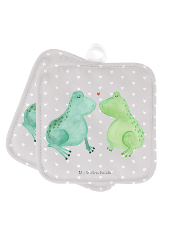 Mr. & Mrs. Panda 2er Set Topflappen  Frosch Liebe ohne Spruch in Grau Pastell