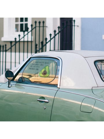 Mr. & Mrs. Panda Sonnenschutz Auto Avocado Glücklich mit Spruch in Gelb Pastell