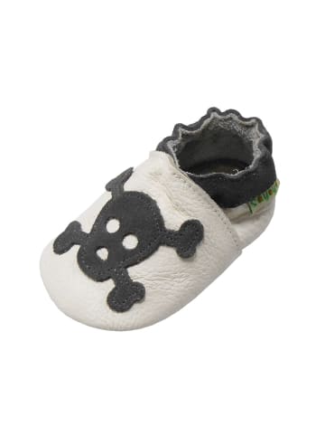 Sayoyo Weiße Babyschuhe aus Leder für Kleinkinder,  rutschfeste Sohlen -Totenkopfmuster