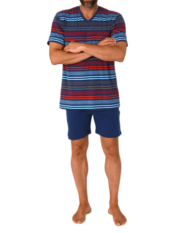 NORMANN kurzarm Schlafanzug Shorty Streifen in rot