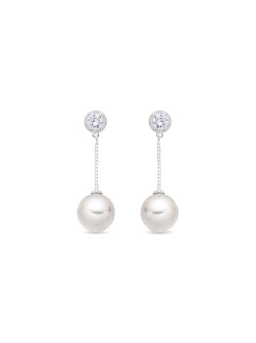 Luxenter Luxenter white pearl earrings, silver finish - Calgio