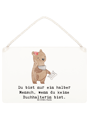 Mr. & Mrs. Panda Schild Buchhalterin Herz mit Spruch in Weiß