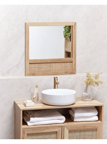 Beliani Wandspiegel ROSELL in Naturfarben/Braun - (W) 60 x (H) 60 x (L) 2 cm