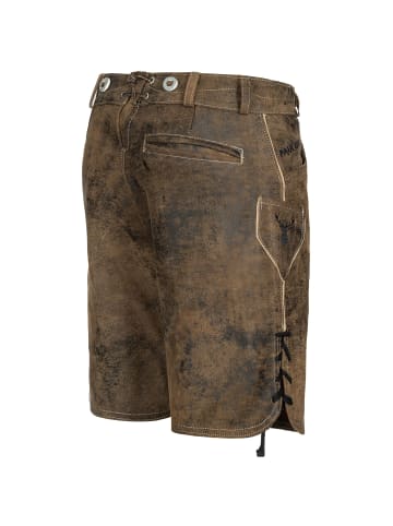 PAULGOS Lederhose Kurz Echtleder HK5 ANTIK in Whiskybraun