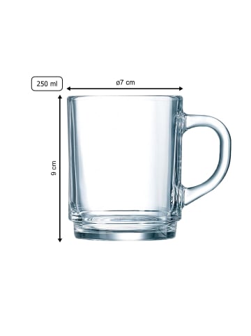 Luminarc 6er Set Glastassen Kaffeegläser 0,25 l in transparent