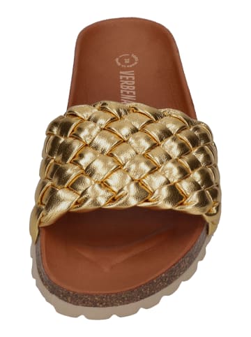 Verbenas Pantoletten RICA trenza soft metal in goldfarben