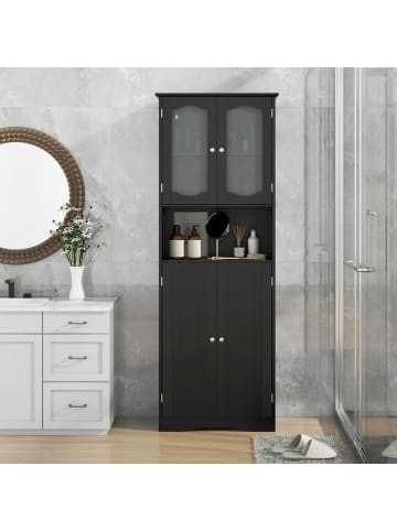 COSTWAY Badezimmerschrank in Schwarz