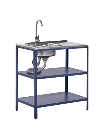 Beliani Gartenküche VILAMA in Blau/Silber - (W) 80 x (H) 90 x (L) 50 cm