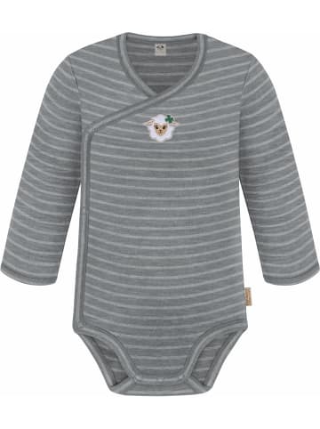 Normani Outdoor Sports Baby Merino Langarm Wickelbody und Hose in Grau gestreift