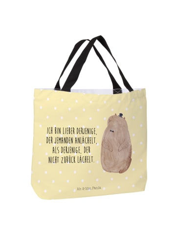Mr. & Mrs. Panda Tote Bag Murmeltier mit Spruch in Gelb Pastell