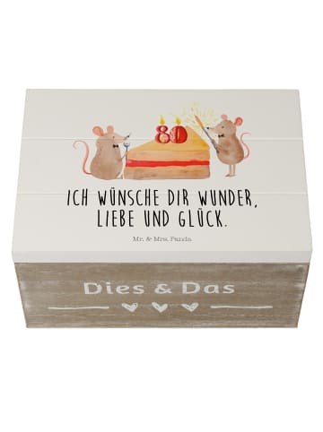 Mr. & Mrs. Panda Kiste 80. Geburtstag Mäuse Kuchen mit Spruch in Weiß