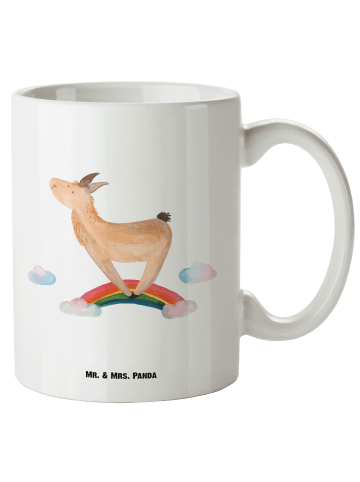 Mr. & Mrs. Panda XL Tasse Lama Regenbogen ohne Spruch in Weiß