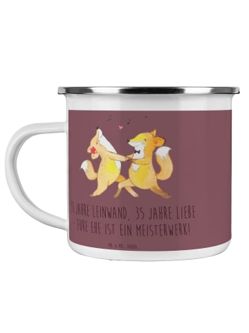 Mr. & Mrs. Panda Camping Emaille Tasse 35. Hochzeitstag Leinwand... in Kaffa Coffee