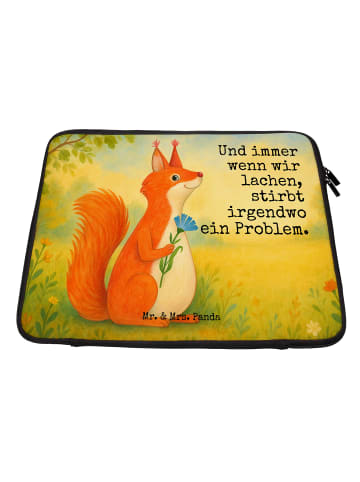 Mr. & Mrs. Panda Laptop Case Eichhörnchen Blume Design mit Spruch in Weiß