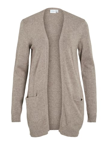 Vila Feinstrick Basic Cardigan Stretch mit Taschen VIRIL in Hellbraun