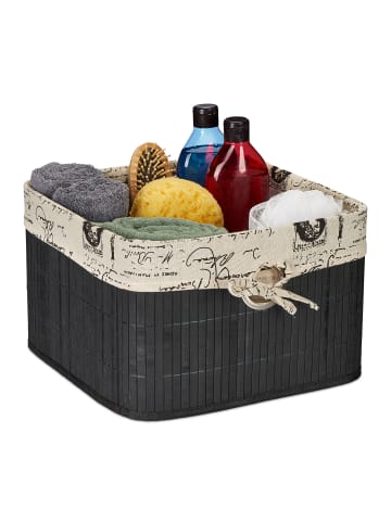 relaxdays 4 x Aufbewahrungskorb in Schwarz/ Creme - (B)31 x (H)20 x (T)31 cm