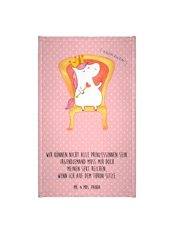 Mr. & Mrs. Panda Handtuch Einhorn König mit Spruch in Rot Pastell