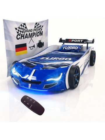 Coemo Autobett GTE im Rennwagen-Design mit Lattenrost in Blau