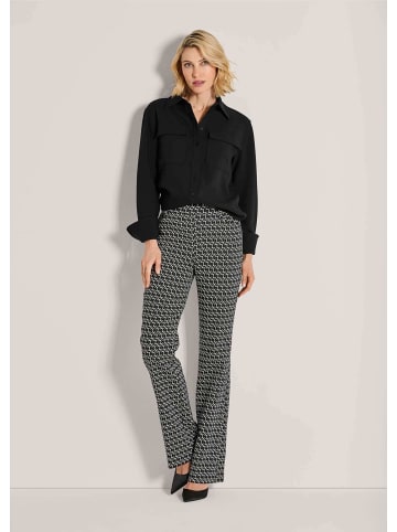 MADELEINE Elastische Printhose mit grafischem Muster in schwarz / wollweiß