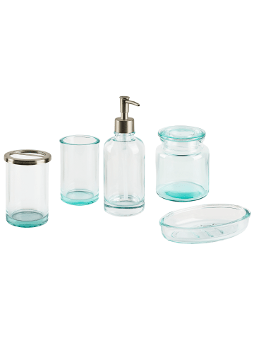 Beliani 5-tlg Badezimmer-Zubehör AMARGA in Grün/Silber