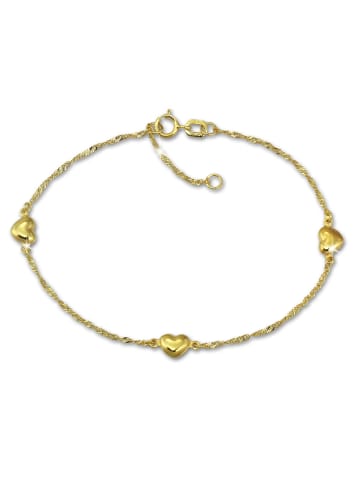 GoldDream Armband Gold 333 Gelbgold - 8 Karat ca. 19cm Herz ca. 5mm x 6mm Singapurkette