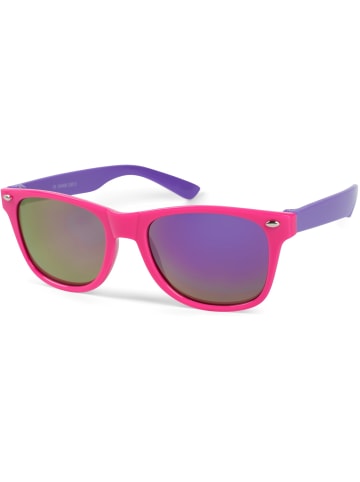 styleBREAKER Nerd Sonnenbrille in Pink-Lila / Lila verspiegelt