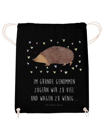 Mr. & Mrs. Panda Stofftasche Igel Herzen mit Spruch in Schwarz