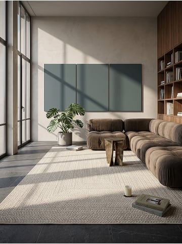 KADIMA DESIGN Flachwebteppich Bordüre flachgewebt pflegeleicht Wohnzimmer Flur in Creme