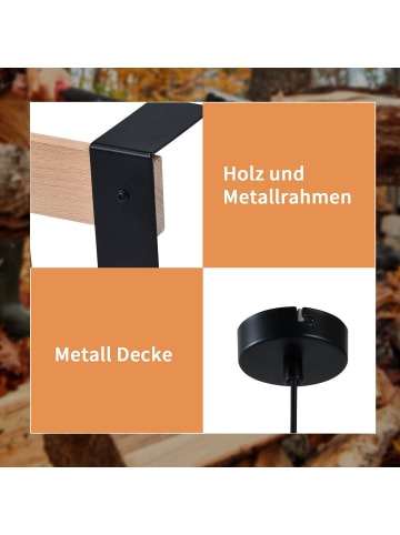 ZMH Pendelleuchte 1-flammige E27 in Schwarz Holz Design