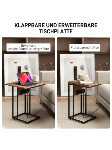 HOMCOM Beistelltisch-39L x 29B x 57H cm-Rustikal-Braun
