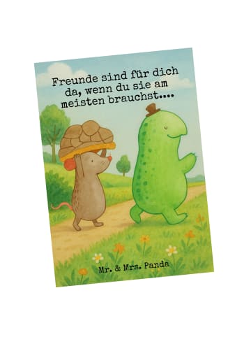 Mr. & Mrs. Panda Postkarte Schildkröte Maus Design mit Spruch in Weiß