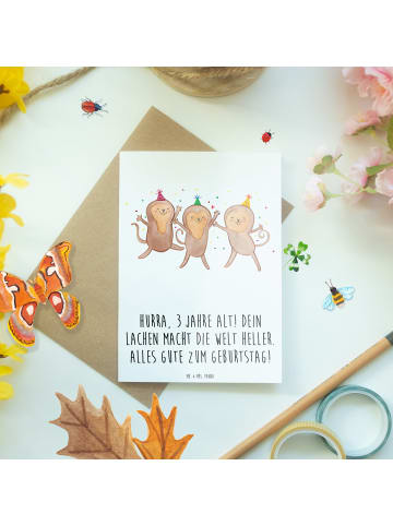 Mr. & Mrs. Panda Neujahrskarte 3. Geburtstag Jubel mit Spruch in Weiß