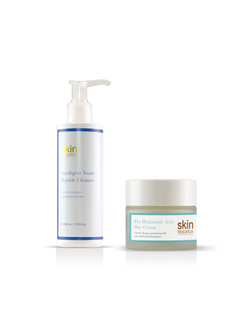 skinChemists 2tlg Set Peptide Reinigungsmilch 200ml und Pro Hyaluronsäure Tagescreme 