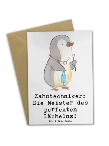 Mr. & Mrs. Panda Grußkarte Zahntechniker Lächeln mit Spruch in Weiß