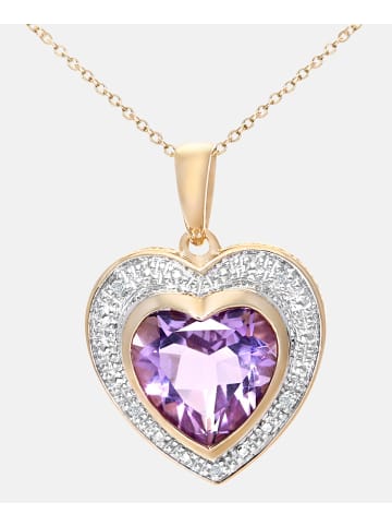 Diamant L'éternel Halskette mit Anhänger aus 375 Gelbgold mit Diamant mit Amethyst Herz-Design ...