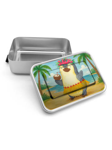 Mr. & Mrs. Panda Brotbox Pinguin Kokosnuss Design ohne Spruch in Weiß
