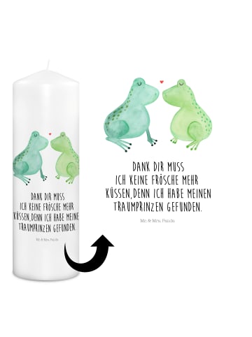 Mr. & Mrs. Panda Wachskerze Frosch Liebe mit Spruch in Weiß