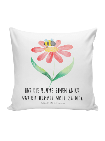 Mr. & Mrs. Panda Kissen Hummel Blume mit Spruch in Weiß