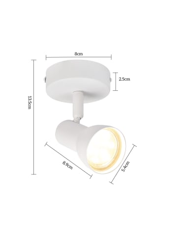 ZMH Deckenleuchte in Weiß 1-flammige GU10 runde Modern Metall Flurlampe